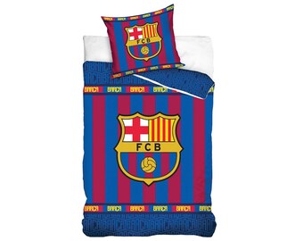 Football Bedding Set • 100% Cotton Single Duvet Cover & Pillow Case Bed Set • FC Barca Spanish Soccer Gifts for Boys Room Decor