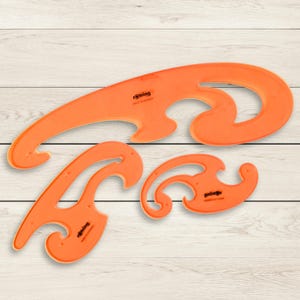 thumbnail image 2 of KsngTixe Curve Board Measurement Tool - Pastel Orange Circle Template Ruler For Drawing, Drafting & Design | Metric Scale Measuring Supplies (1pc 2 of 14