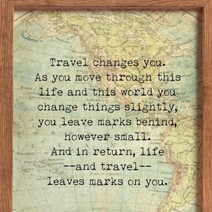 Anthony Bourdain Travel Quote Print – Vintage Map Wall Art, Wanderlust Gift, Adventure Poster, Travel Decor for Office or Home