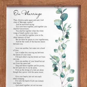 On Marriage Kahlil Gibran Poem - Framed & Unframed Options