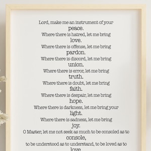 St. Francis Prayer Print: Christian Home Decor, Inspirational Quote