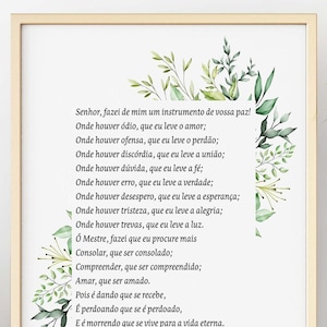 Oración portuguesa por la paz Oración de San Francisco Señor, hazme un instrumento de tu paz Oração de São Francisco Enmarcado y sin marco