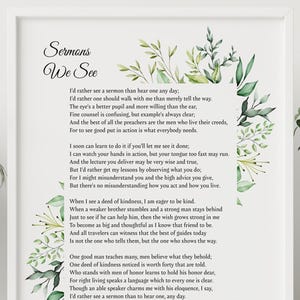 Edgar Guest Poem Art Print: Sermons We See, Home Office Decor