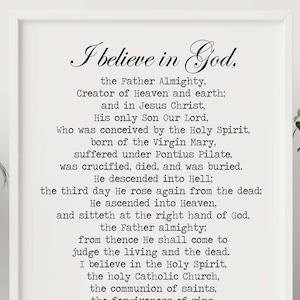 The Apostles&#39; Creed Prayer Print: Catholic Christian Wall Art