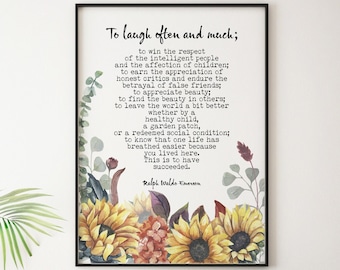 Emerson Zitat Druck: To Laugh Oft und Much, Bibliothek Dekor
