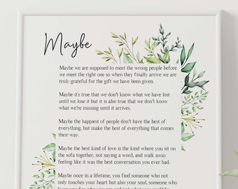 Maybe Love Poem Print Wedding Poem Framed and Unframed Poster Prints