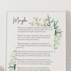 Maybe Love Poem Print Wedding Poem Framed and Unframed Poster Prints