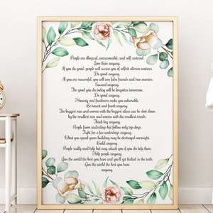 Do it anyway by Kent M. Keith Poem Framed & Unframed Options