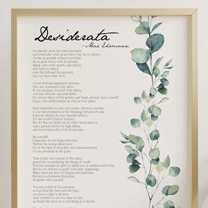 Desiderata stampa Poesia di Max Ehrmann Opzioni incorniciate e senza cornice
