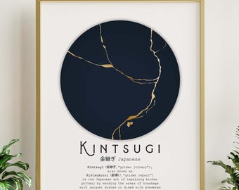 Kintsugi Poster Japandi Definition Print Wabi Sabi Art Japanese Definition Wall Art - Meaning Wall Art - Framed & Unframed Options