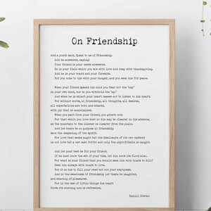 Kahlil Gibran Friendship Poem Art Print: Home Office Decor