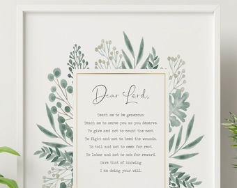 St. Ignatius Prayer for Generosity Prayer Print Printable Prayer Print ...