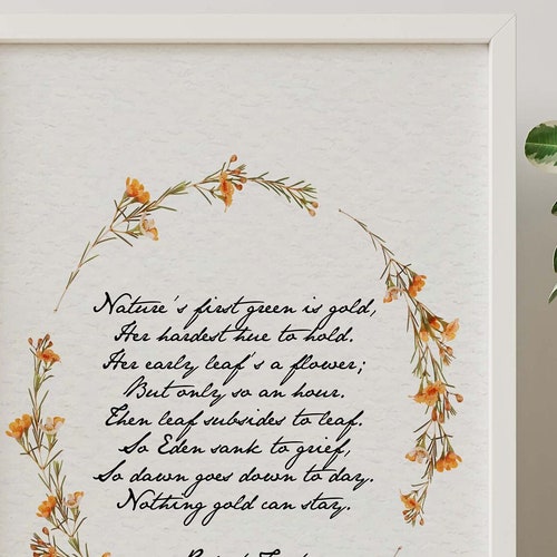 Robert Frost Floating Quote Nothing Gold Can Stay - Etsy
