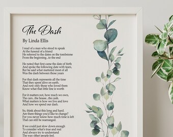 The Dash Poetry Printable Poem by Linda Ellis Live Your - Etsy