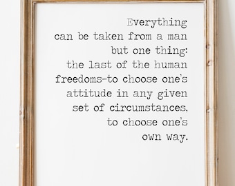 Viktor Frankl Quote Print: Man's Search for Meaning, Motivational Wall Art