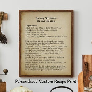 Custom Recipe Print: Personalized Wall Art, Family Recipe Keepsake
