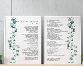 T.S. Eliot Poem Print Set: The Love Song of J. Alfred Prufrock
