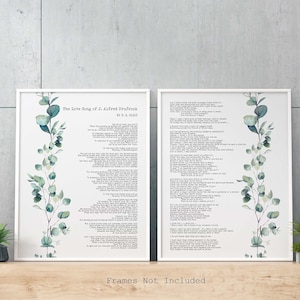 Poesia di T. S. Eliot The Love Song of J. Alfred Prufrock Set di 2 - Opzioni con e senza cornice