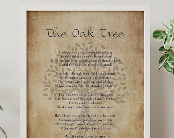 The Oak Tree Poem By Johnny Ray Ryder Jr Poem Poster Print - Poetry Wall Art -  Framed & Unframed Options