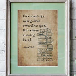 Oscar Wilde Quote Print: Vintage Book Lover Art (Framed/Unframed)