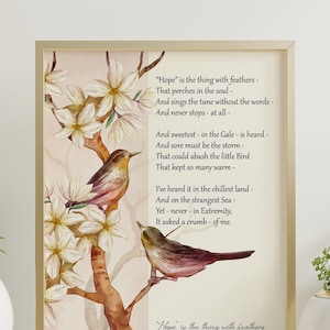 Emily Dickinson Poem Print: &quot;Hope is the Thing with Feathers&quot;