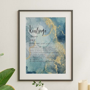 Kintsugi Meaning print Kintsukuroi Definition Poster - Framed & Unframed Options