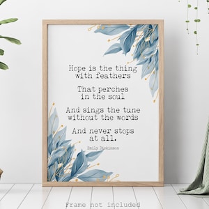 Emily Dickinson Gedichtdruck: Hope is the Thing With Feathers, Aquarell Blätter