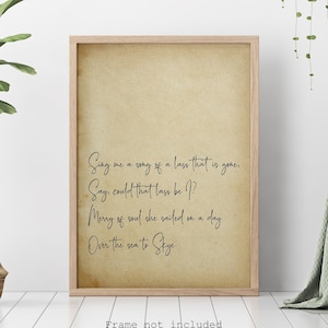 Skye Boat Song Lyrics Art Print: Romantic Bedroom Decor