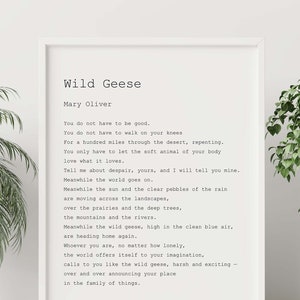 Wild Geese Poem Poster Print Mary Oliver Poem - Framed & Unframed Options