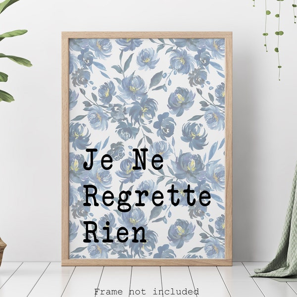 Edith Piaf Lyrics Je Ne Regrette Rien French home decor - French lyrics - Framed & Unframed Options