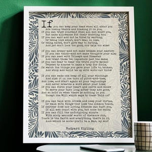 Rudyard Kipling &#39;If&#39; Poem Print: Vintage William Morris Style Wall Art
