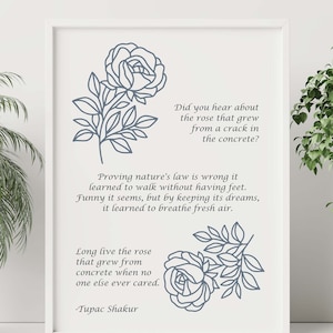 Tupac Shakur Poem Print: The Rose That Grew From Concrete - Inspirational Poetry