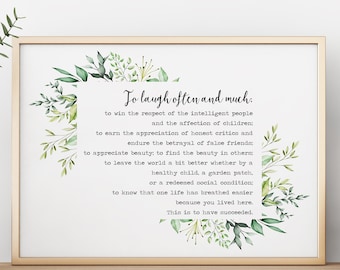 Oft und viel lachen Ralph Waldo Emerson Success Print