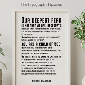 Marianne Williamson Quote Print: Feminist Art for Office or Bedroom