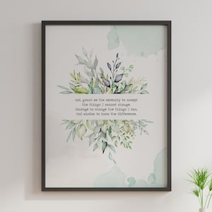 The Serenity Prayer Print sobriety gift Alcoholics Anonymous twelve step recovery Framed & Unframed Options