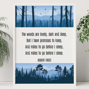 Robert Frost Poetry Print: Snowy Evening Woodland Art