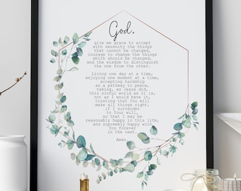 Serenity Prayer Print: Reinhold Niebuhr Poem, Alcoholics Anonymous Gift