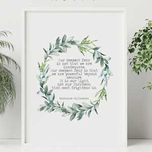 Marianne Williamson Quote Print: Feminist Art, Bedroom Office Decor