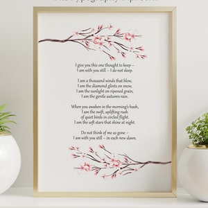 Stampa di poesia commemorativa - Sono ancora con te - Regalo di condoglianze - Lutto - Lettura funebre - Perdita di una persona cara, stampa del ricordo