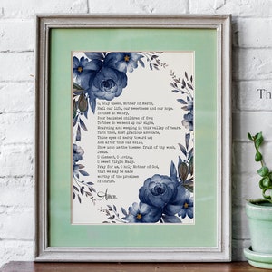 Salve Regina Prayer Print ENGLISH and LATIN - Hail Holy Queen - Prayer Print - Catholic Prayer Framed & Unframed Options