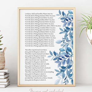 Litany of Humility Print – Catholic Prayer Wall Art - Christian Home Decor – Faith-Based Gift - Contemporary Version Framed or Unframed
