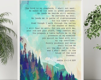 Psalm 23 ESV Bible verse wall art The LORD is my shepherd Framed & Unframed Options
