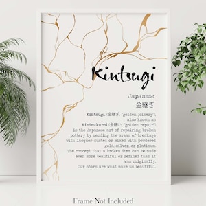 Kintsugi print Kintsukuroi Definition Poster Japanese Definition print - Framed & Unframed Options