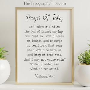 Prayer Of Jabez 1 Chronicles 4:10 1 Chronicles 4 verse 10 prayer print Framed & Unframed Options