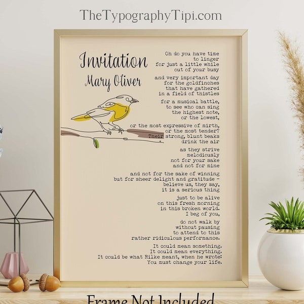 Invitation By Mary Oliver Poem Poster Print Framed & Unframed Options