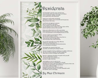 Desiderata Poetry print Poem By Max Ehrmann - Physical Print Without Frame