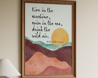 Ralph Waldo Emerson Quote Art Print: Sunshine, Sea, Wild Air