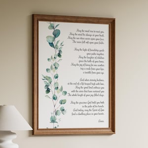 Irish Blessing Print: Watercolor Eucalyptus Celtic Prayer