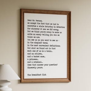 The Breakfast Club Movie Quote Print: 80s Cult Classic Film Art
