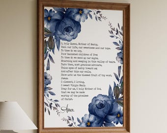 Impresión de oración Salve Regina: arte católico, inglés o latín